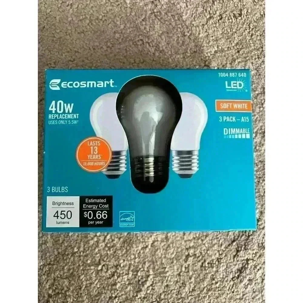 NIB EcoSmart 3 Pack Lightbulb 40-Watt A15 Dim ENERGY STAR | Soft White